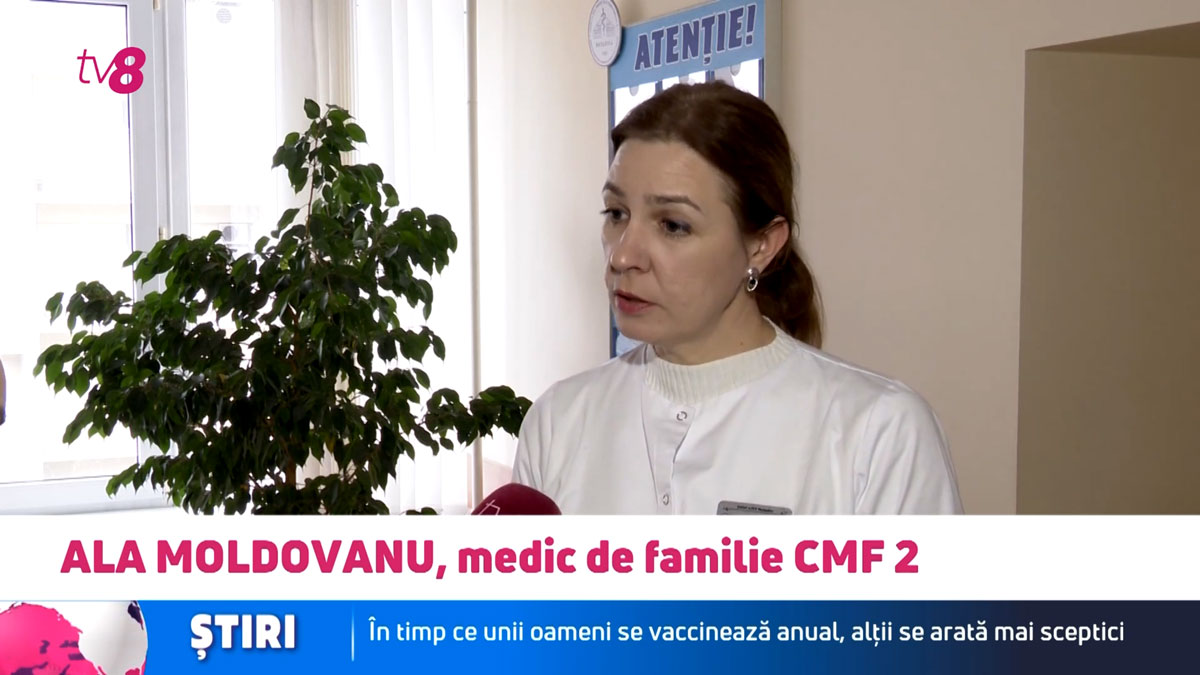 Read more about the article Nu ezitați să vă vaccinați contra gripei! Cu acest îndemn se adresează în cadrul interviului pentru TV8 doamna Ala Moldovanu medic de familie din cadrul IMSP AMT Botanica către toți cetățenii
