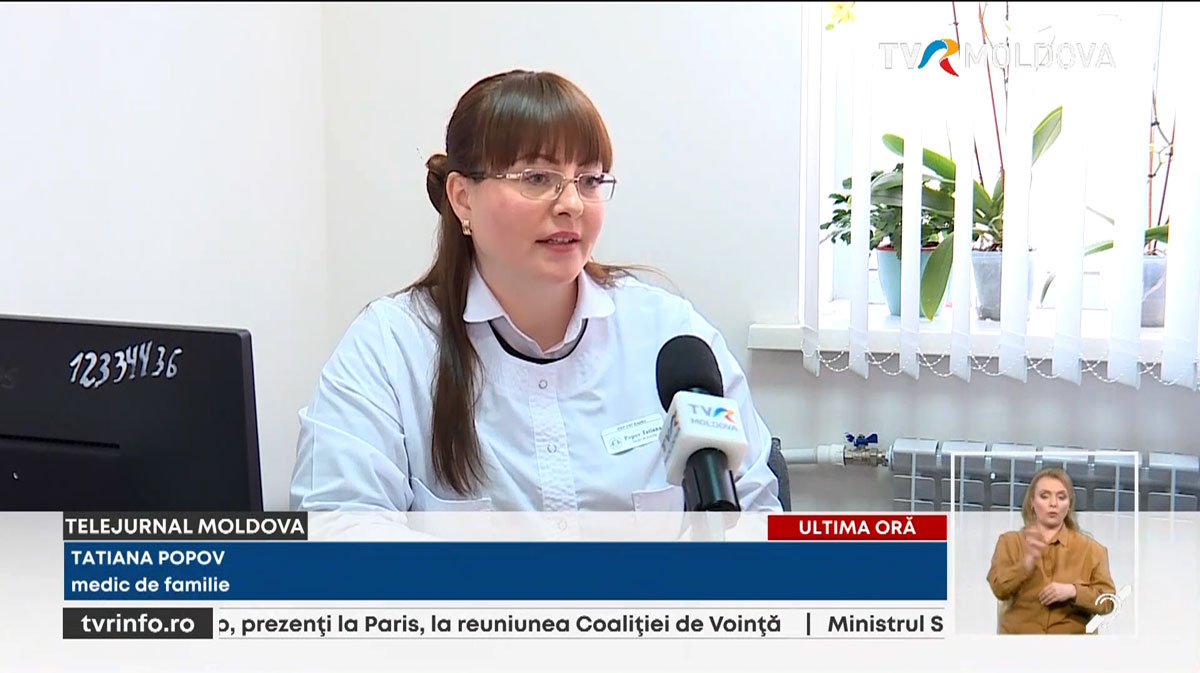 Read more about the article Despre categoriile de populație mai vulnerabile la îmbolnăvire prin infecțiile respiratorii, inclusiv gripa, și despre măsurile esențiale de prevenție, vorbește doamna Tatiana Popov, medic de familie din cadrul Centrului Medicilor de Familie nr.1 al IMSP AMT Botanica, în interviul acordat postului TVR MOLDOVA