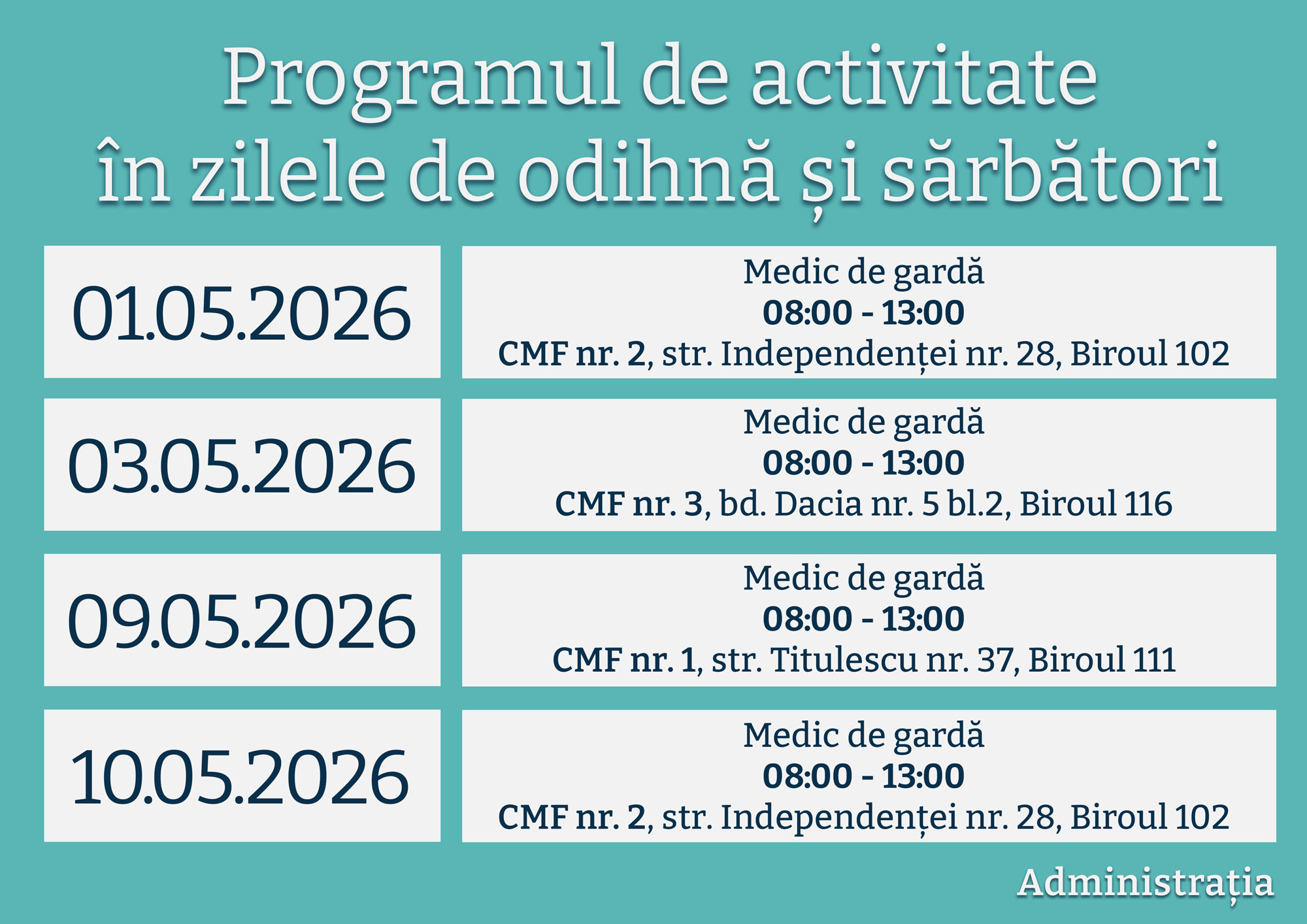 Read more about the article Programul de activitate în zilele de odihnă și sărbatori