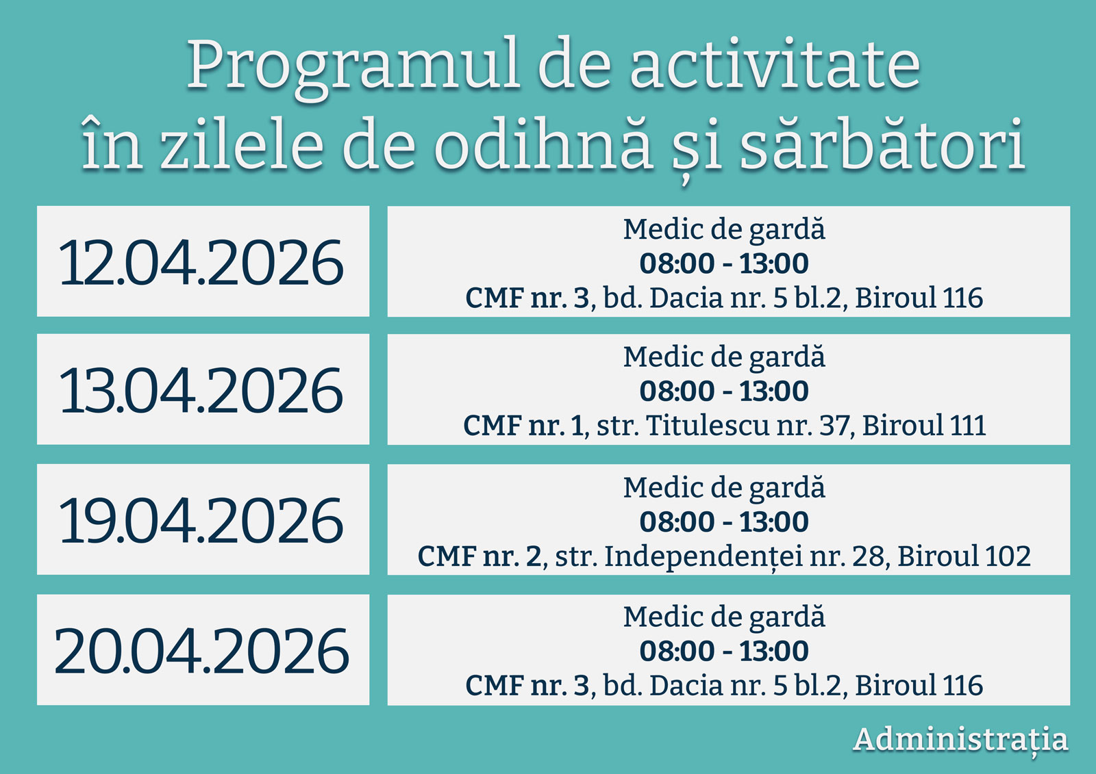 Read more about the article Programul de activitate în zilele de odihnă și sărbatori